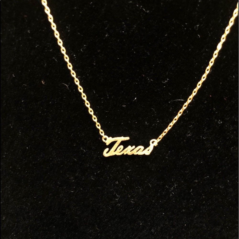 Texas script gold fashion necklace 17 inches